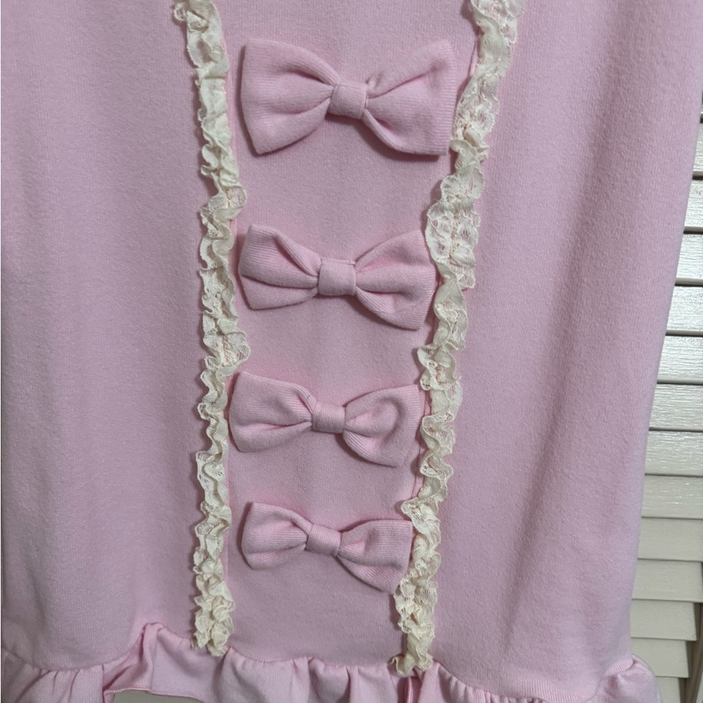 Ancoco pretty pink bow ruffle lace shirt sleeve top - Picture 7 of 8